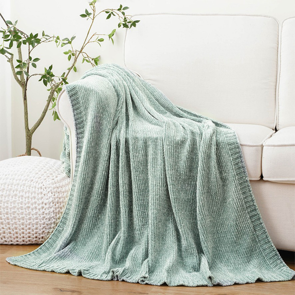 Chenille Knitted Blanket Throw