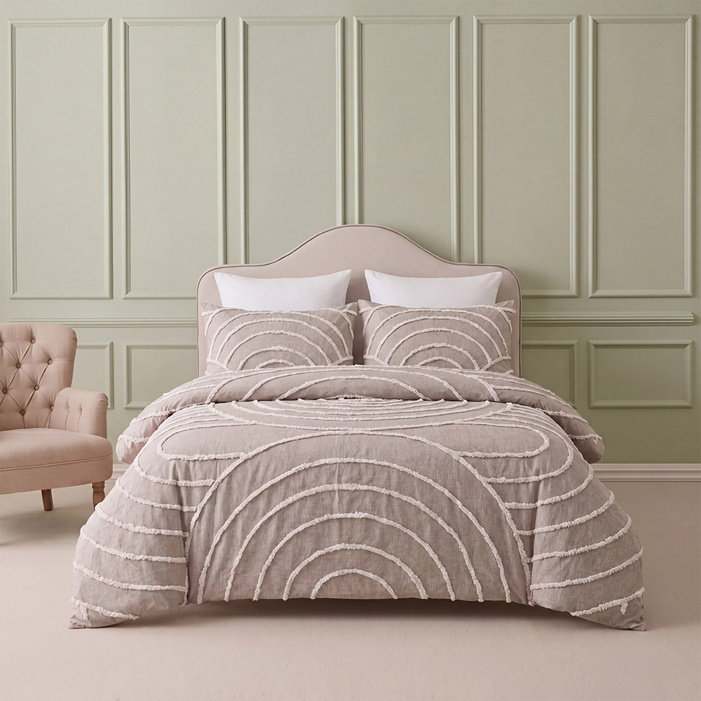 Taupe Rainbow Tufted Geometric Comforter Set