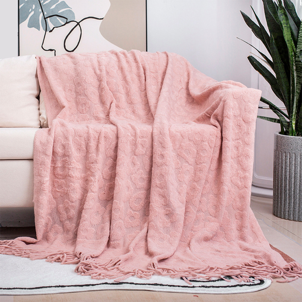 Embossed Fluffy Acrylic Throw With Tassels