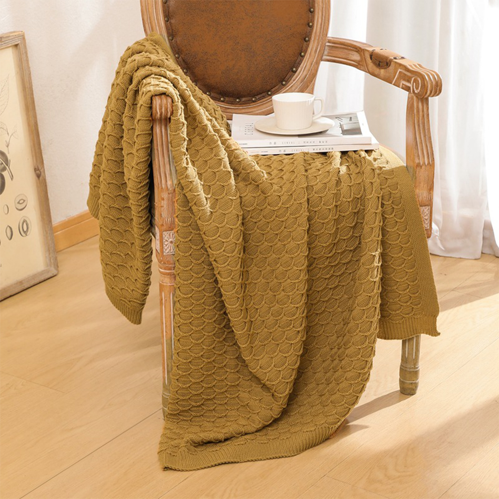 Honeycomb Textured Acrylic Knit Throw Blanket