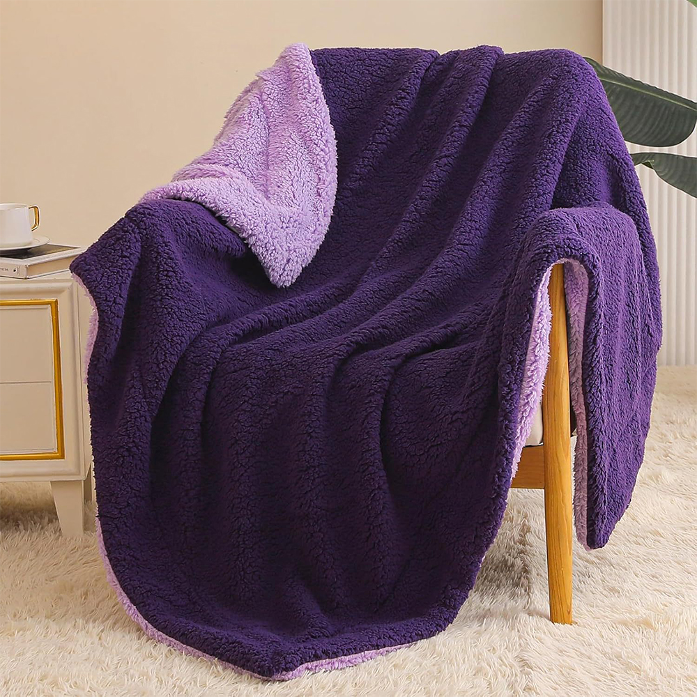 Sherpa Flannel Plush Blanket Super Soft Light Weight